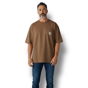 Carhartt Mens Loose Fit Heavyweight Workwear Tee K87 Oiled Walnut Heather 2XL
